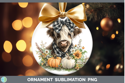 Highland Cow Ornament Animals Autumn Pumpkin Sublimation Bau