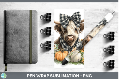 Highland Cow Pen Wrap Animals Autumn Pumpkin Sublimation Pen