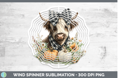 Highland Cow Wind Spinner Animals Autumn Pumpkin Sublimation