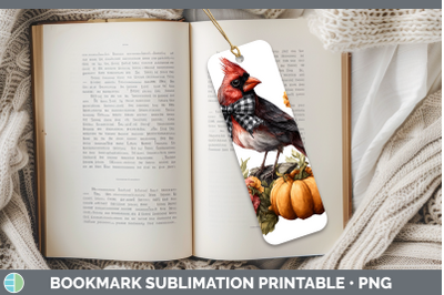 Cardinal Bookmark Animals Autumn Pumpkin Sublimation Printab