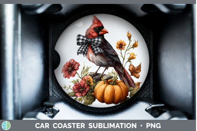 Cardinal Car Coaster Animals Autumn Pumpkin Sublimation Drin