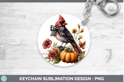 Cardinal Keychain Animals Autumn Pumpkin Sublimation Keyring
