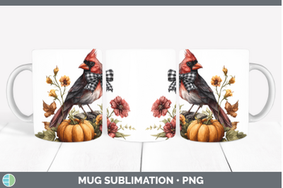 Cardinal Mug Wrap Animals Autumn Pumpkin Sublimation Coffee