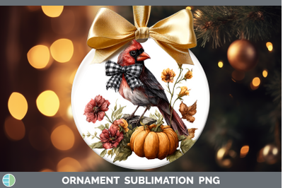 Cardinal Ornament Animals Autumn Pumpkin Sublimation Bauble