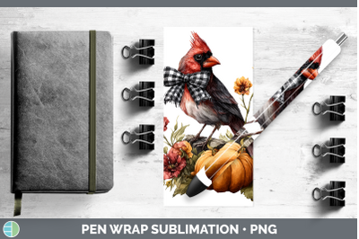 Cardinal Pen Wrap Animals Autumn Pumpkin Sublimation Pen Des