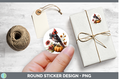 Animals Autumn Pumpkin Cardinal Stickers | Round Labels Desi