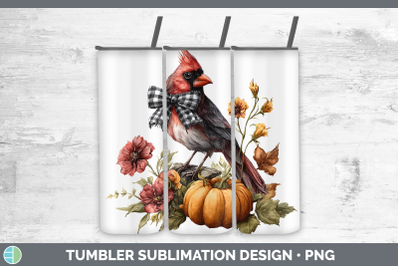 Cardinal Tumbler Animals Autumn Pumpkin Sublimation 20 oz Sk