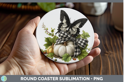 Butterfly Round Coaster Animals Autumn Pumpkin Sublimation C