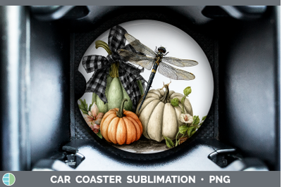 Dragonfly Car Coaster Animals Autumn Pumpkin Sublimation Dri