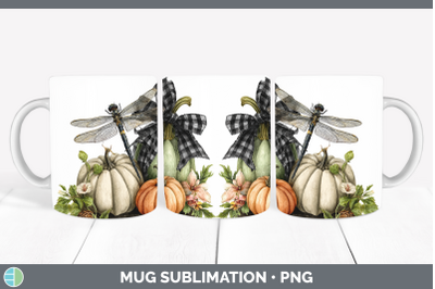 Dragonfly Mug Wrap Animals Autumn Pumpkin Sublimation Coffee