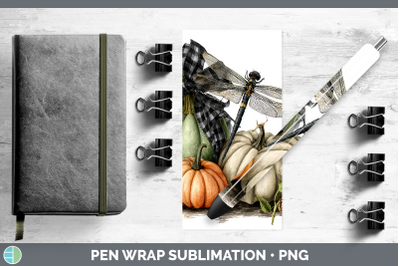Dragonfly Pen Wrap Animals Autumn Pumpkin Sublimation Pen De