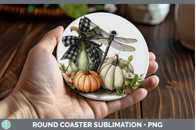 Dragonfly Round Coaster Animals Autumn Pumpkin Sublimation C
