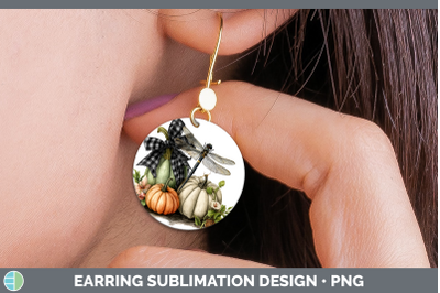 Dragonfly Round Earrings Animals Autumn Pumpkin Sublimation