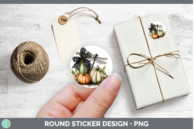Animals Autumn Pumpkin Dragonfly Stickers | Round Labels Des