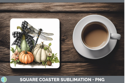 Dragonfly Square Coaster Animals Autumn Pumpkin Sublimation