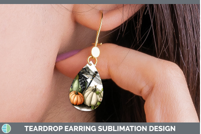 Dragonfly Teardrop Earrings Animals Autumn Pumpkin Sublimati