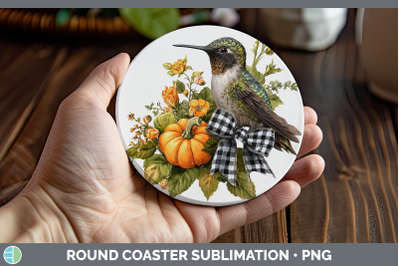 Hummingbird Round Coaster Animals Autumn Pumpkin Sublimation