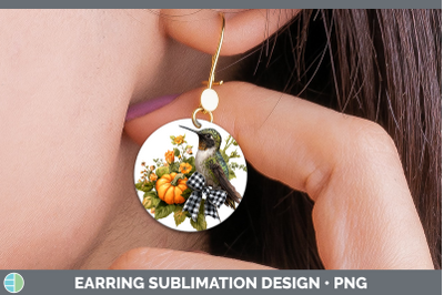 Hummingbird Round Earrings Animals Autumn Pumpkin Sublimatio
