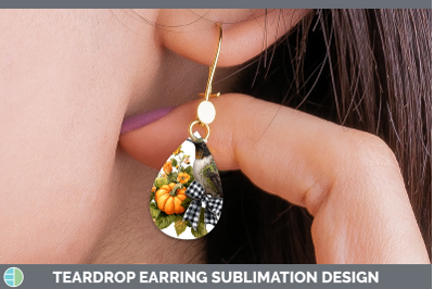 Hummingbird Teardrop Earrings Animals Autumn Pumpkin Sublima