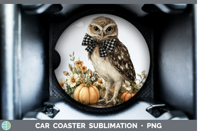 Owl Car Coaster Animals Autumn Pumpkin Sublimation Drink Mat
