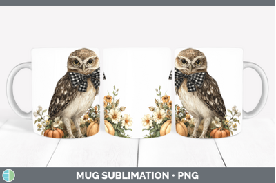 Owl Mug Wrap Animals Autumn Pumpkin Sublimation Coffee Cup D