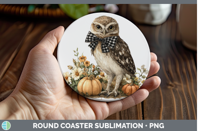 Owl Round Coaster Animals Autumn Pumpkin Sublimation Coaster