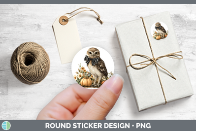 Animals Autumn Pumpkin Owl Stickers | Round Labels Designs