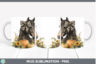 Horse Mug Wrap Animals Autumn Pumpkin Sublimation Coffee Cup