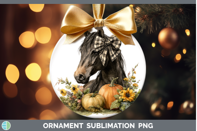 Horse Ornament Animals Autumn Pumpkin Sublimation Bauble Des