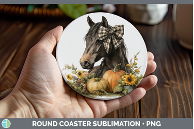Horse Round Coaster Animals Autumn Pumpkin Sublimation Coast