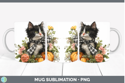 Kitten Mug Wrap Animals Autumn Pumpkin Sublimation Coffee Cu