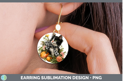 Kitten Round Earrings Animals Autumn Pumpkin Sublimation Ear