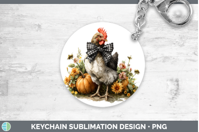 Chicken Keychain Animals Autumn Pumpkin Sublimation Keyring