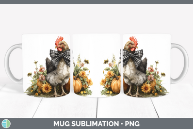 Chicken Mug Wrap Animals Autumn Pumpkin Sublimation Coffee C