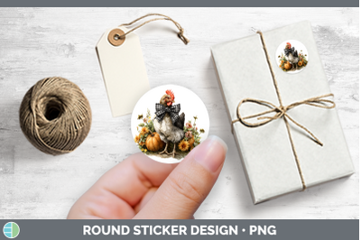 Animals Autumn Pumpkin Chicken Stickers | Round Labels Desig