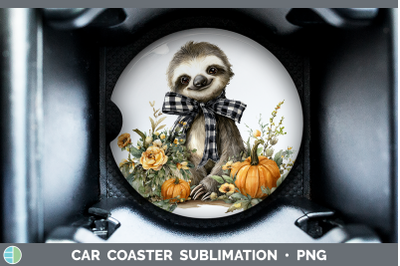 Sloth Car Coaster Animals Autumn Pumpkin Sublimation Drink M