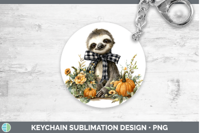 Sloth Keychain Animals Autumn Pumpkin Sublimation Keyring De