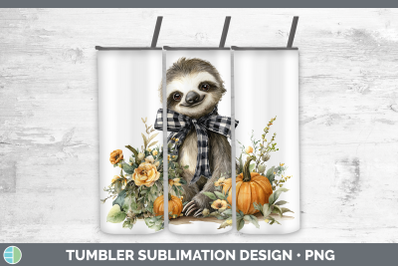 Sloth Tumbler Animals Autumn Pumpkin Sublimation 20 oz Skinn