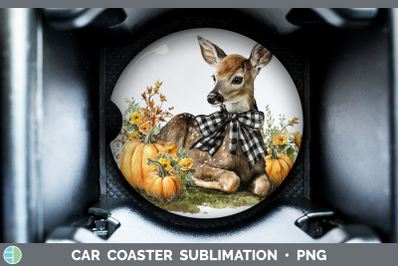Deer Car Coaster Animals Autumn Pumpkin Sublimation Drink Ma