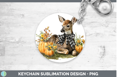 Deer Keychain Animals Autumn Pumpkin Sublimation Keyring Des