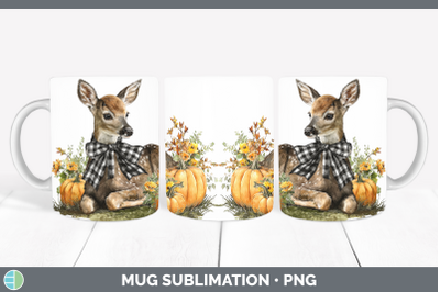 Deer Mug Wrap Animals Autumn Pumpkin Sublimation Coffee Cup