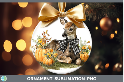 Deer Ornament Animals Autumn Pumpkin Sublimation Bauble Desi