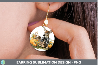 Deer Round Earrings Animals Autumn Pumpkin Sublimation Earri