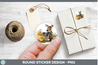 Animals Autumn Pumpkin Deer Stickers | Round Labels Designs