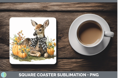 Deer Square Coaster Animals Autumn Pumpkin Sublimation Drink