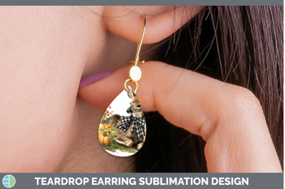 Deer Teardrop Earrings Animals Autumn Pumpkin Sublimation Ea