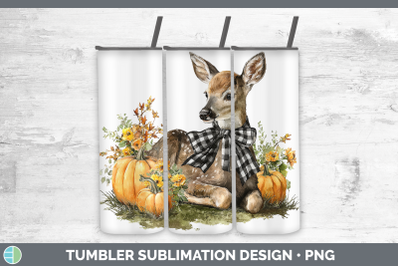 Deer Tumbler Animals Autumn Pumpkin Sublimation 20 oz Skinny