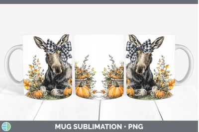 Moose Mug Wrap Animals Autumn Pumpkin Sublimation Coffee Cup