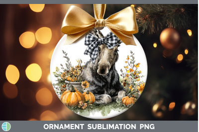 Moose Ornament Animals Autumn Pumpkin Sublimation Bauble Des