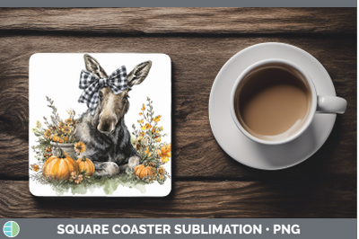 Moose Square Coaster Animals Autumn Pumpkin Sublimation Drin